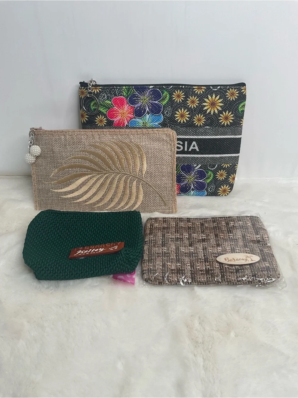 4-Piece Travel Cosmetic & Coin Pouch Set – Malaysia Souvenir, Boracay Wallet